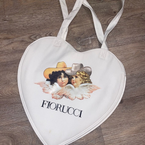 Fiorucci Angel Print White Heart Tote - Picture 1 of 3